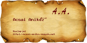 Acsai Anikó névjegykártya